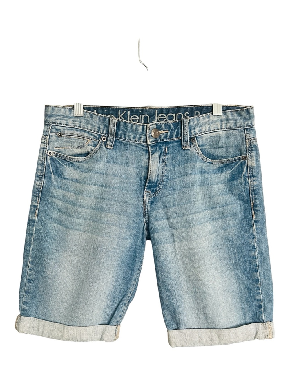 Calvin Klein Boyfriend Rolled Cuff Denim Shorts Classic 90s Style Blue SZ 27/4